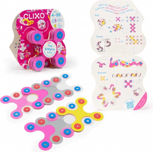 Clixo Tiny & Mighty Sparkle – set da costruzione magnetico scintillante 9 pezzi