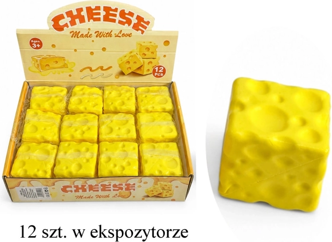 Pallina antistress schiacciabile formaggio quadrato - 1 pezzo