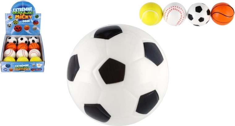 Pallina in schiuma super rimbalzante con motivo sportivo 6 cm