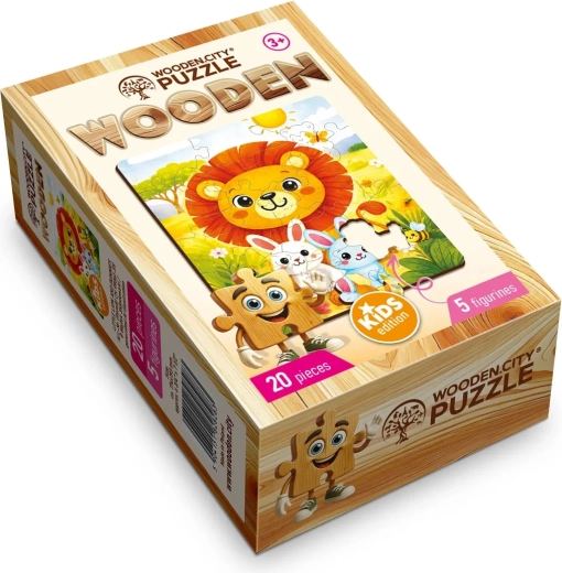 Puzzle in legno WOODEN CITY Il piccolo leoncino con i coniglietti, 20 pezzi