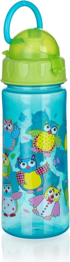 Borraccia con cannuccia Gufo 500 ml verde