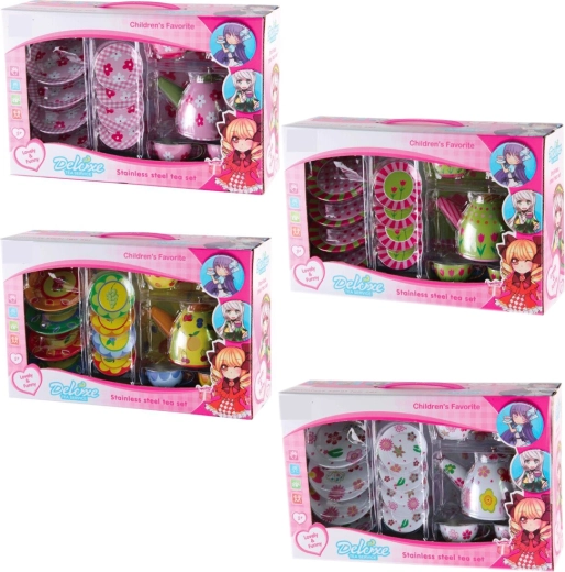 Set da tè in latta con stampa, 15 pezzi