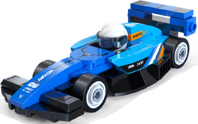 Dettagliata auto da corsa blu da esporre