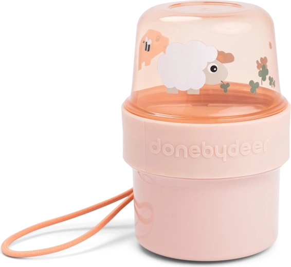 Done by Deer piccolo contenitore porta-spuntino To go 2-way Tiny farm rosa