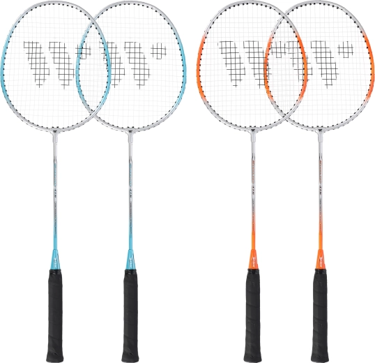 Set di racchette da badminton Wish Steeltec per gioco ricreativo (4 racchette, 3 volani, custodia)
