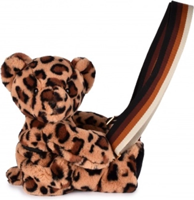 Borsa a tracolla in peluche Doudou leopardata 30 cm