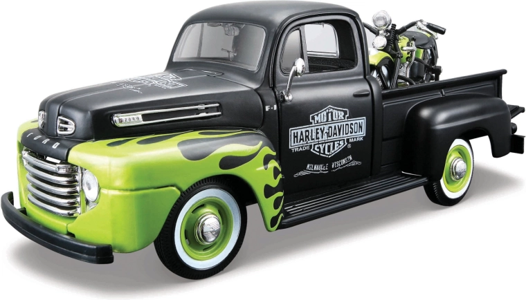 Maisto Harley-Davidson custom pickup Ford F-1 del 1948 con motocicletta FL Panhead del 1948 1:24
