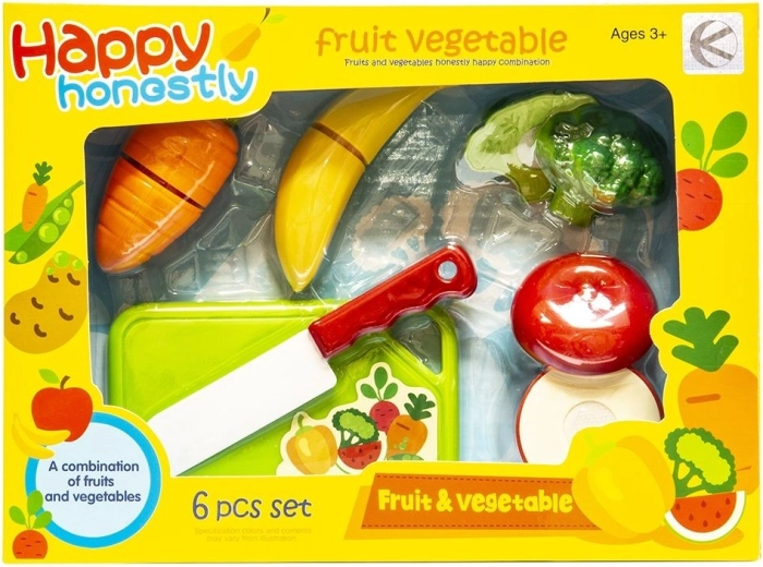 Set di frutta e verdura da tagliare con tagliere e coltello - 1 pezzo