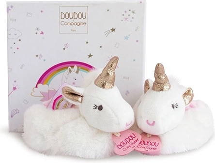 Set regalo Doudou con scarpine e sonagli unicorno