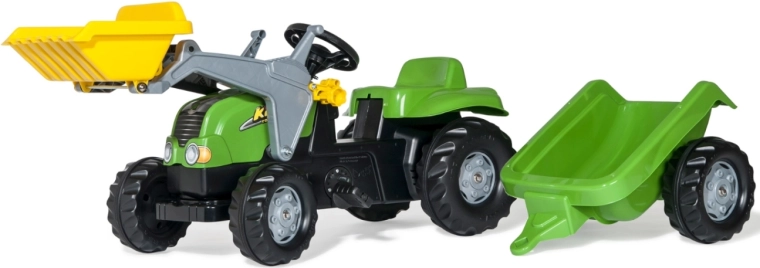 Rolly Toys rollyKid-X trattore a pedali con caricatore e rimorchio verde