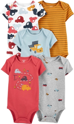 Body da bambino Carter’s a manica corta Cars, 5 pezzi (3 m)