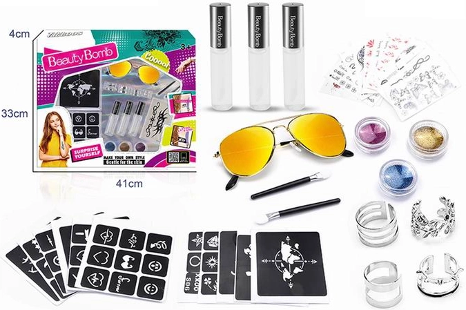 Set per tatuaggi temporanei con occhiali BEAUTY BOMB