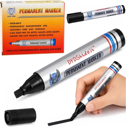 Pennarello indelebile impermeabile nero con punta tonda 13,5 cm - 1 pezzo