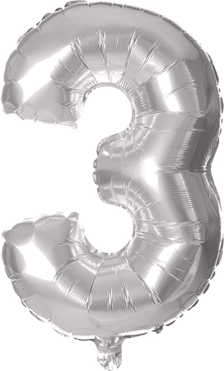 Palloncino in foil numero 3 30 cm argento TORO