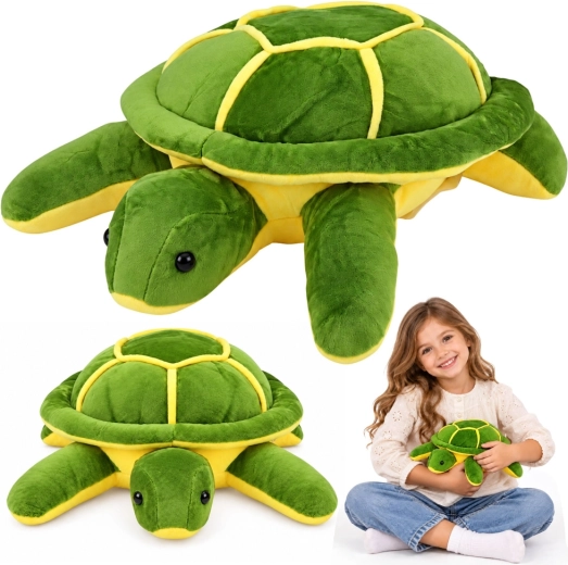 Tartaruga di peluche da coccolare giallo-verde 23 cm