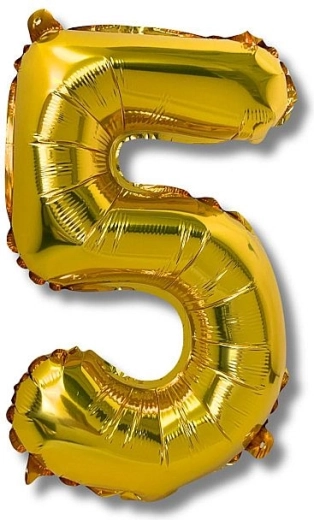 Palloncino in foil numero 5, 40 cm, oro
