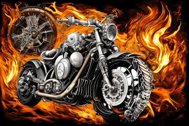 Norimpex pittura con diamanti moto con fiamme 30 × 40 cm