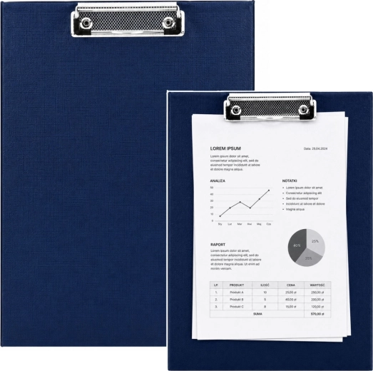Portablocco A4 con clip in metallo, blu - 1 pezzo