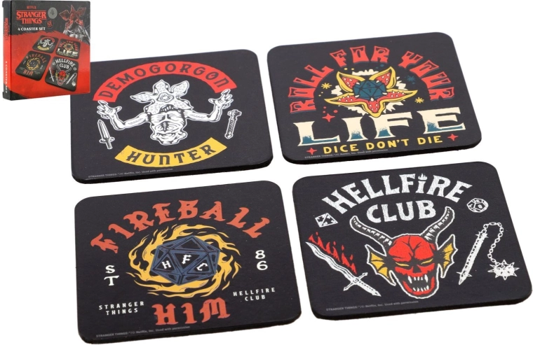 Set di sottobicchieri in sughero Stranger Things 4 Hellfire Club - 4 pezzi