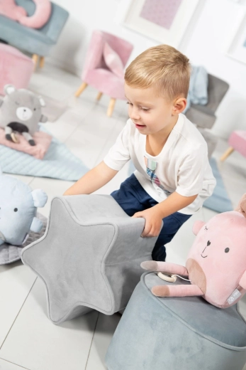Sgabello per bambini Roba a forma di stella, grigio