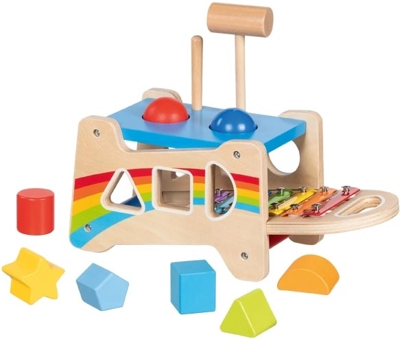 3 in 1: banco martella-palline, incastro e xilofono