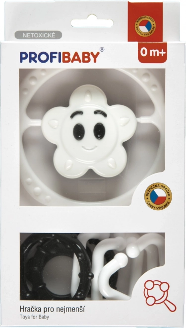 Set di sonagli in bianco e nero – catena per passeggino e sonaglio a stellina/fiorellino