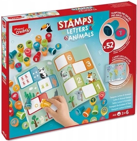 Set colorato di timbri Creativ – lettere e animaletti