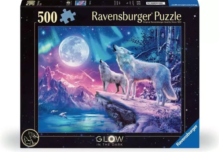 Puzzle luminoso Ravensburger Lupi ululanti al crepuscolo 500 pezzi