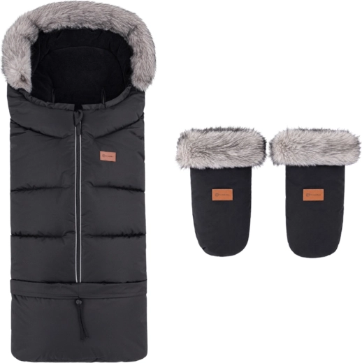 Set invernale Petite&Mars: sacco termico Arctic 4v1 e guanti per passeggino Fjora – forever black