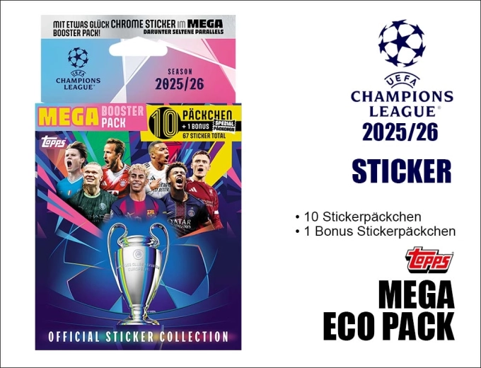 Topps mega eco pack con figurine UEFA Champions League 2025/2026