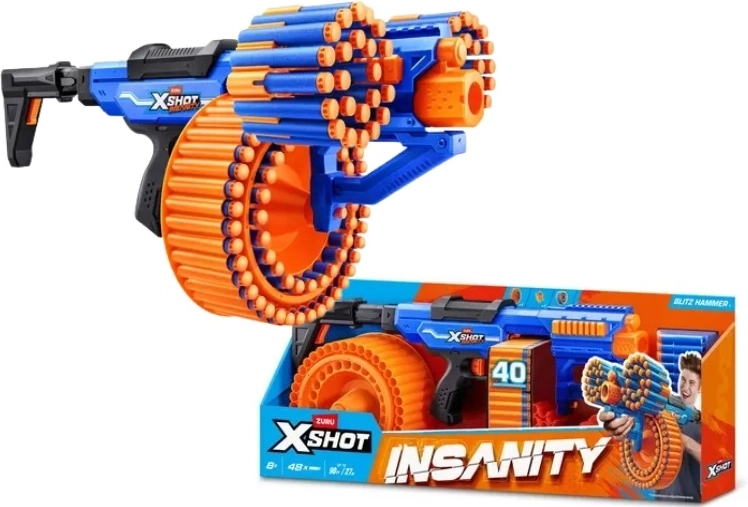ZURU X-SHOT Insanity blitz hammer blaster in schiuma - 1 pezzo