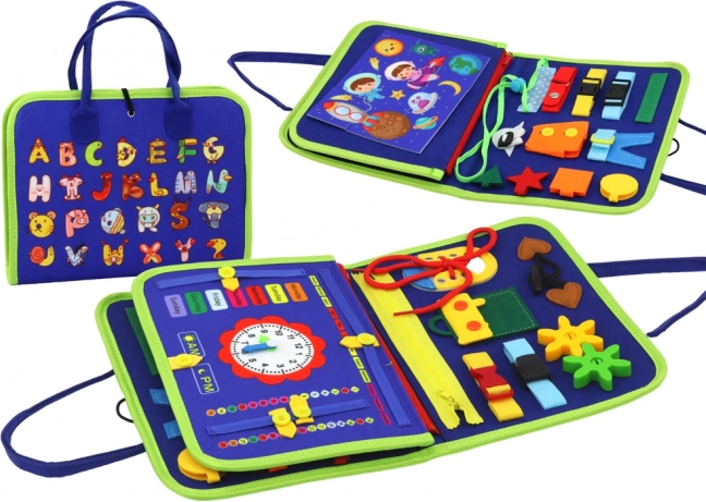 Tavola educativa sensoriale per bambini blu