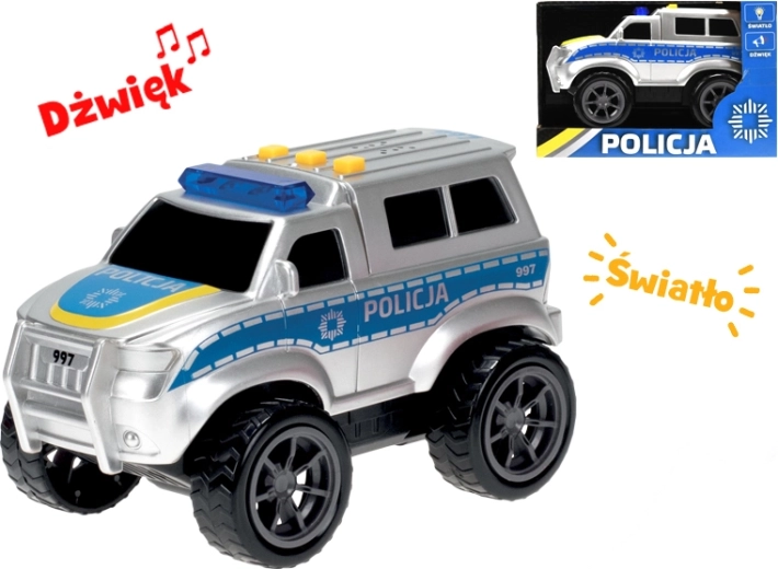 Auto della polizia con design polacco con meccanismo a retrocarica ed effetti luminosi e sonori 18 cm