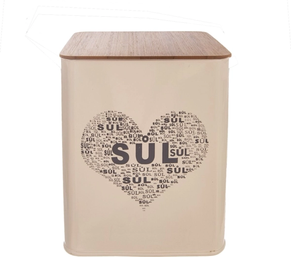 Barattolo per sale Cuore con coperchio in legno