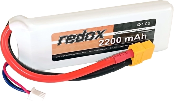 Batteria Redox LiPo 2200 mAh 7,4 V 40C con connettore XT-60