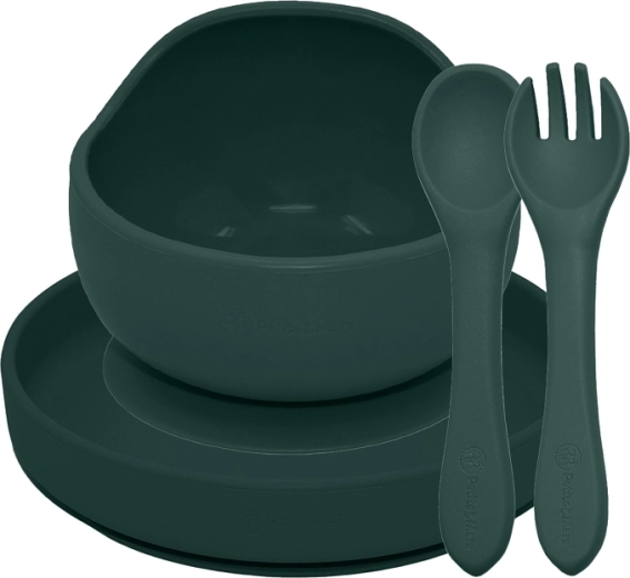 Petite&Mars set pappa in silicone Take&Match, 3 pz, misty green, 6m+