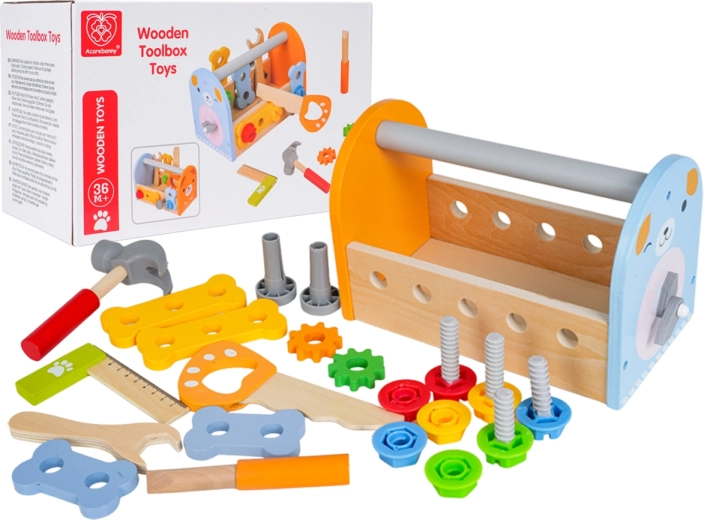 Set di attrezzi in legno per bambini con box e orologio