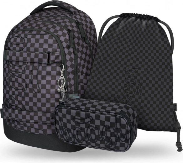 Set di articoli scolastici BAAGL Skate Max grigio: zaino, astuccio e sacchetto