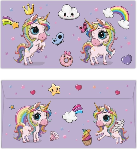 Busta colorata DL con unicorni