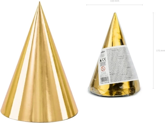 Cappellini da festa dorati 16 cm