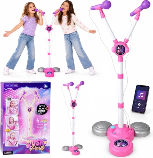 Set karaoke per bambini con due microfoni su asta regolabile
