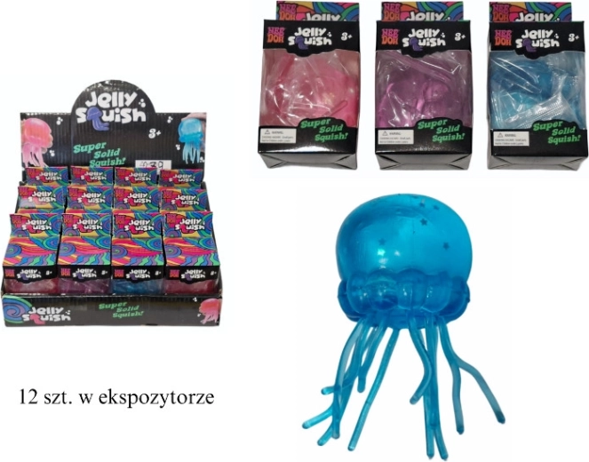 Gadget antistress da schiacciare a forma di medusa con glitter