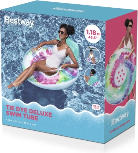 Ciambella gonfiabile con schienale Bestway Tie Dye 118 × 117 cm