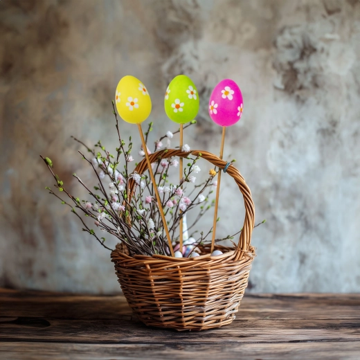 Decorazioni pasquali a bastoncino con uova, 12 pezzi