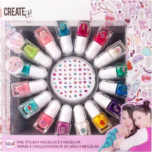 Create It! smalti per unghie – set da 16 colori con decorazioni