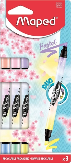 Evidenziatori MAPED Fluo Peps Duo Pastel, set da 3 pezzi