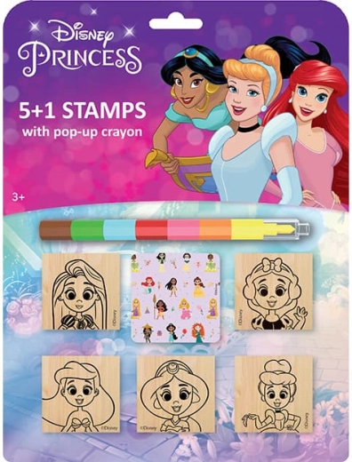 Set timbri Principesse Disney con pastello a cera