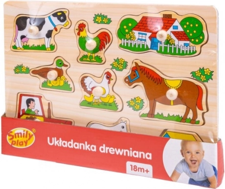 Puzzle in legno a tema Fattoria con pomelli