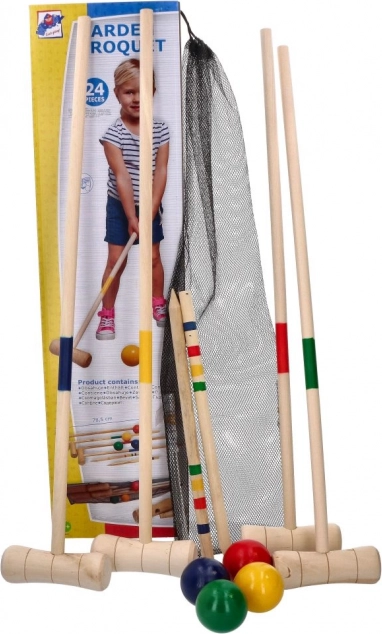 Croquet da giardino WOODY per tutta la famiglia con borsa a rete
