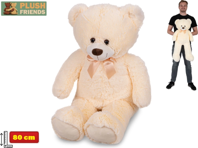 Orso di peluche 80 cm beige con fiocco